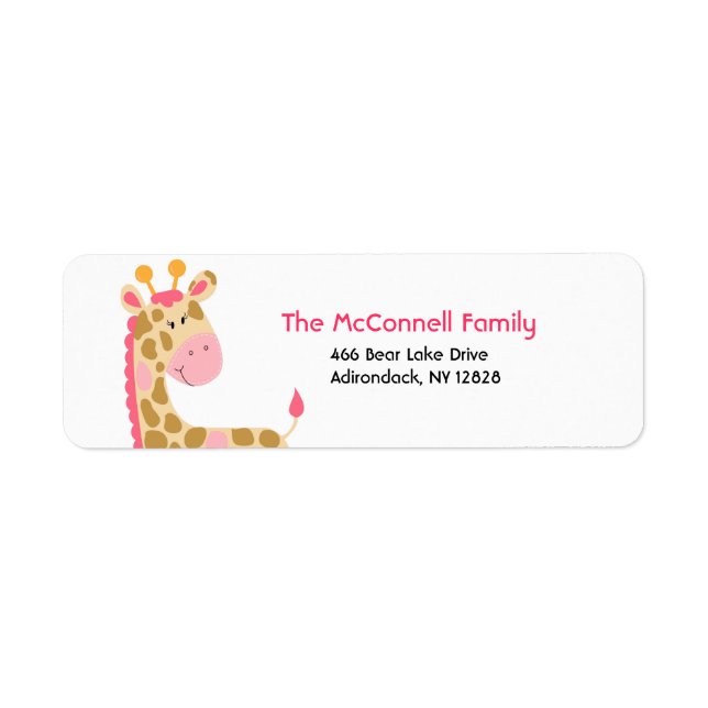 Pink Jungle Giraffe PRINTABLE ADDRESS LABELS (Front)