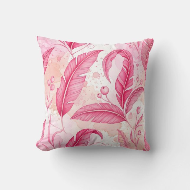 pink jungle throw pillow (Front)