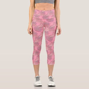 Pink Jungle Tiger Pattern Capri Leggings