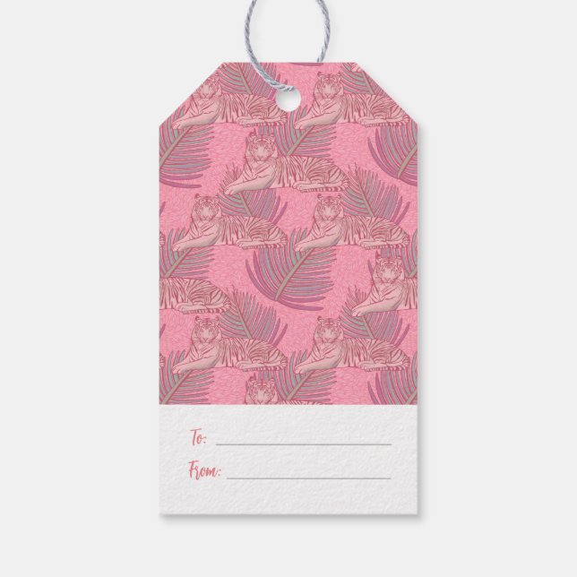 Pink Jungle Tiger Pattern Gift Tags (Back)