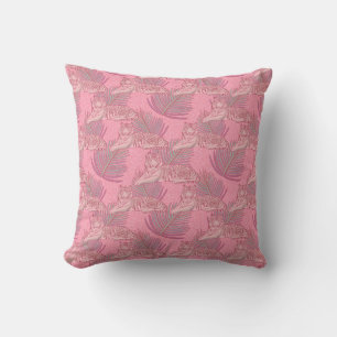 Pink Jungle Tiger Pattern Throw Pillow