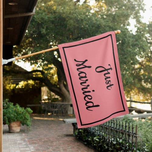 PINK JUST MARRIED SIGN FLAG