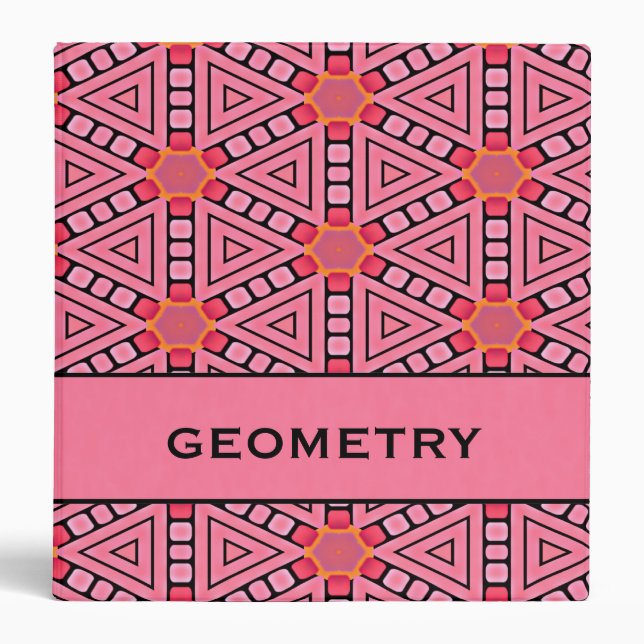 Pink Kaleidoscope Geometric Design 1.5" Binder (Front)