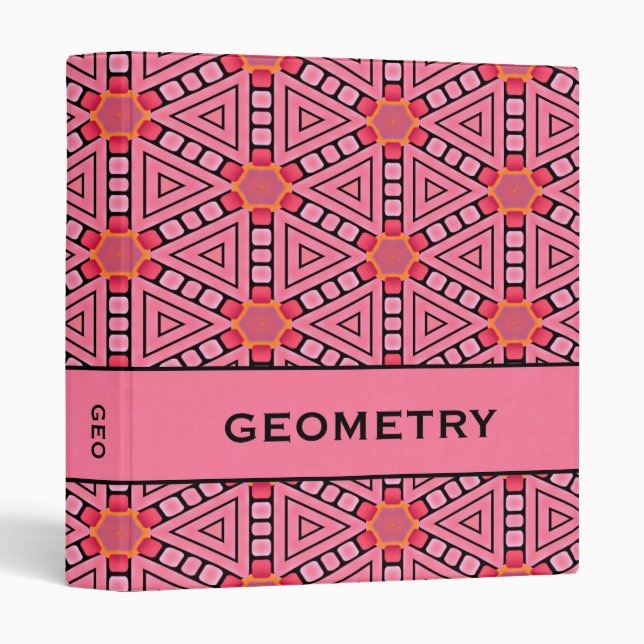Pink Kaleidoscope Geometric Design 1" Binder (Front/Spine)