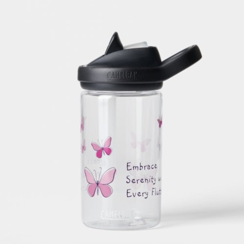 Pink Kaleidoscope of Butterfly Slogan Water Bottle