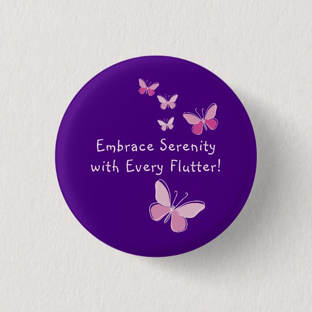 Pink Kaleidoscope of Butterfly Your Name Indigo Button (Front)