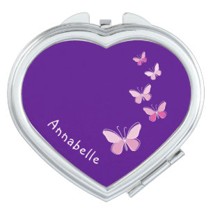 Pink Kaleidoscope of Butterfly Your Name Indigo Compact Mirror