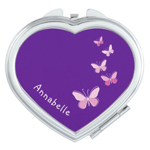 Pink Kaleidoscope of Butterfly Your Name Indigo Compact Mirror