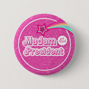 Pink Kamala Glitter Madam President Button