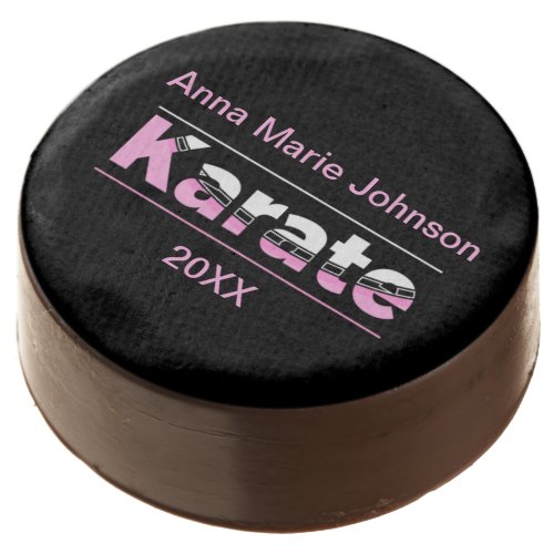 Pink Karate Martial Arts Modern Typography Chocolate Covered Oreo