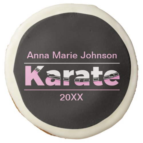 Pink Karate Martial Arts Modern Typography Sugar Cookie
