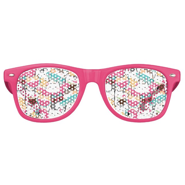 Pink Kawaii Cats Pool Party Favors Birthday  Retro Sunglasses (Front)