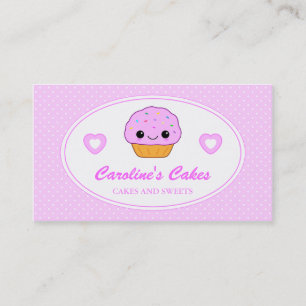 Pink Kawaii Cupcake Bakery Cake Business Card