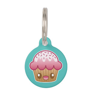 Pink Kawaii Cupcake With Custom Info Pet Name Tag