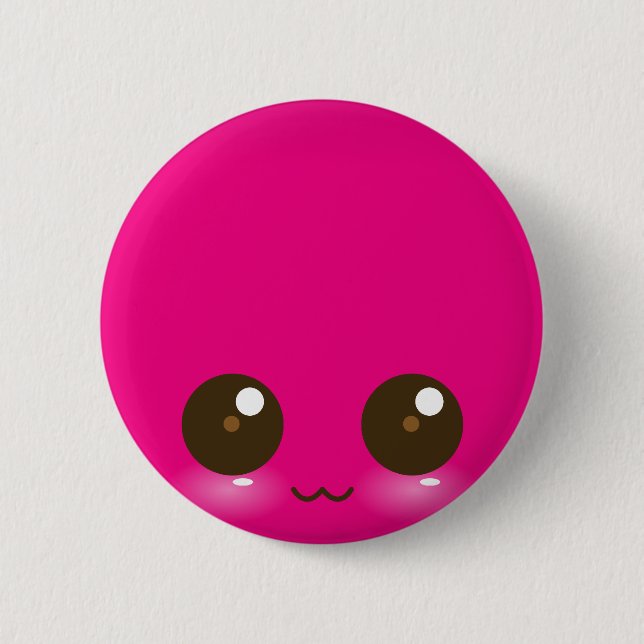 Pink Kawaii Face Button (Front)