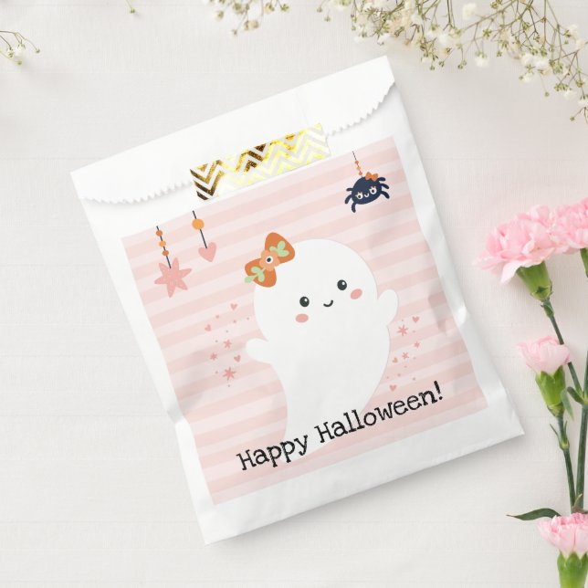 Pink Kawaii Ghost Halloween Party Favor Bag (Sealed)