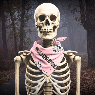 Pink Kawaii inspired Halloween Bandanna with Skull