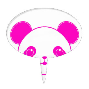 Pink Kawaii Panda Bear Cake Topper