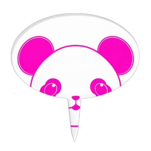 Pink Kawaii Panda Bear Cake Topper