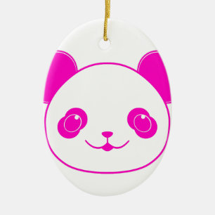 Pink Kawaii Panda Bear Ceramic Ornament