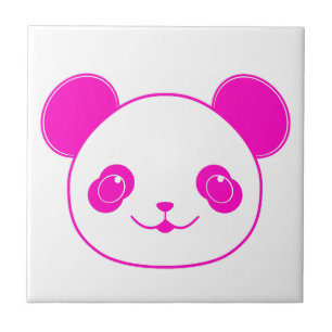 Pink Kawaii Panda Bear Ceramic Tile