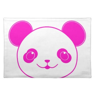 Pink Kawaii Panda Bear Cloth Placemat