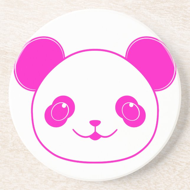 Pink Kawaii Panda Bear Drink Coaster (Front)