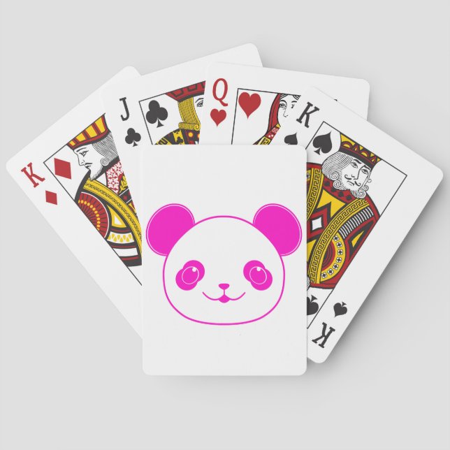 Pink Kawaii Panda Bear Poker Cards (Back)