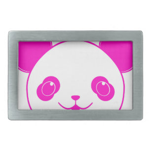 Pink Kawaii Panda Bear Rectangular Belt Buckle