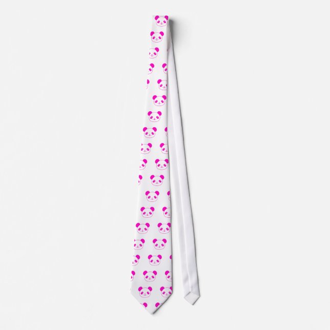 Pink Kawaii Panda Bear Tie (Front)