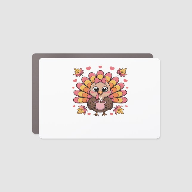 pink kawaii thanksgiving turkey Classic T-Shirt Car Magnet (Front)