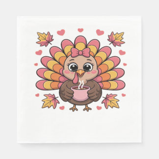 pink kawaii thanksgiving turkey Classic T-Shirt Napkins
