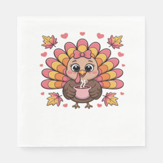 pink kawaii thanksgiving turkey Classic T-Shirt Napkins