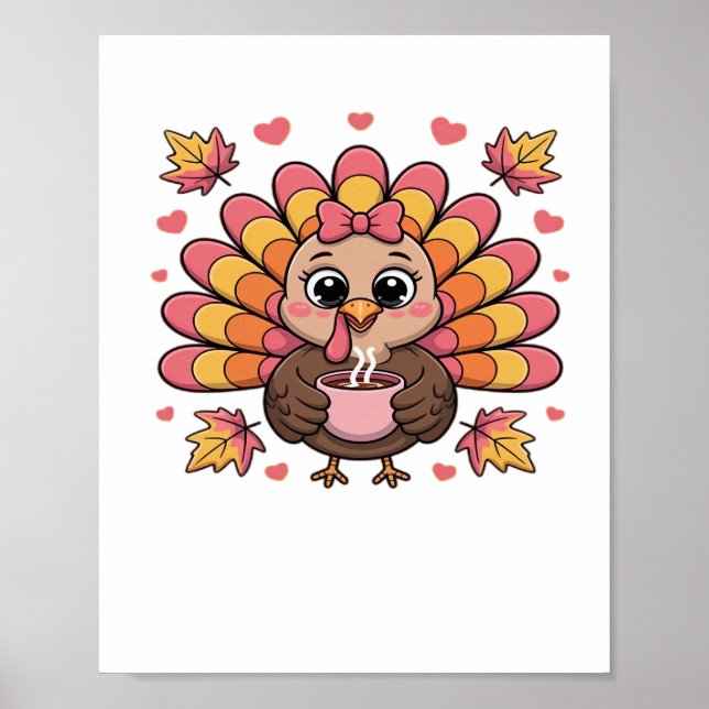 pink kawaii thanksgiving turkey Classic T-Shirt Poster (Front)