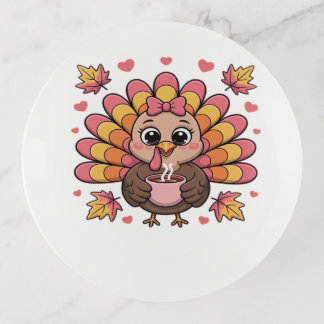 pink kawaii thanksgiving turkey Classic T-Shirt Trinket Tray