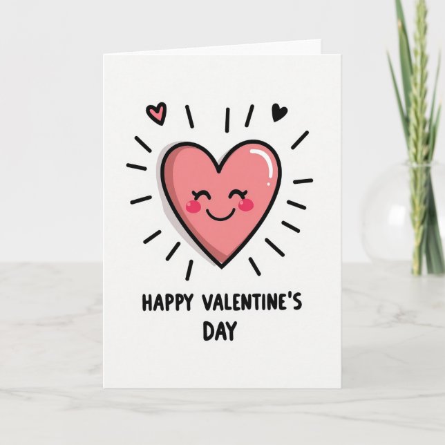 Pink Kawaii Valentines Day Card (Front)