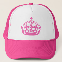 Pink keep calm hat with crown logo.