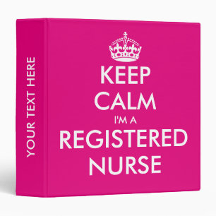 Pink keep calm i'm a registered nurse binder