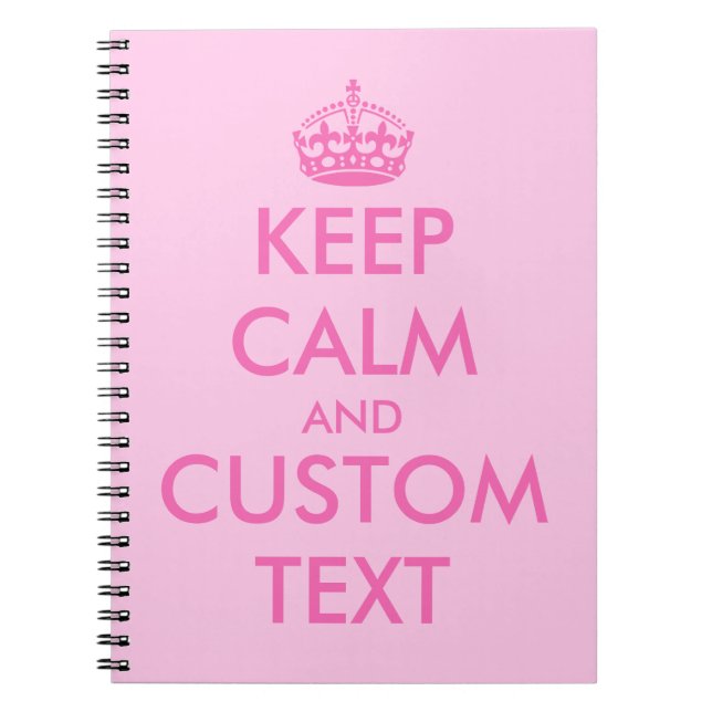 Pink Keep Calm notebook | Personalized text (Front)