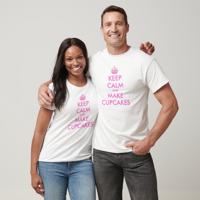 Pink Keep Calm T-shirt | Keep calm make cupcakes (Unisex)