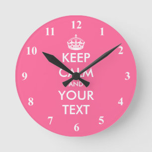 Pink Keep Calm wall clock   Custom vintage design