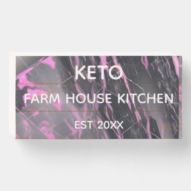 Pink Keto Farmhouse Kitchen Wooden Box Sign (Front Horizontal)