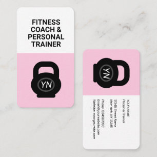 Pink kettlebell business card for personal trainer