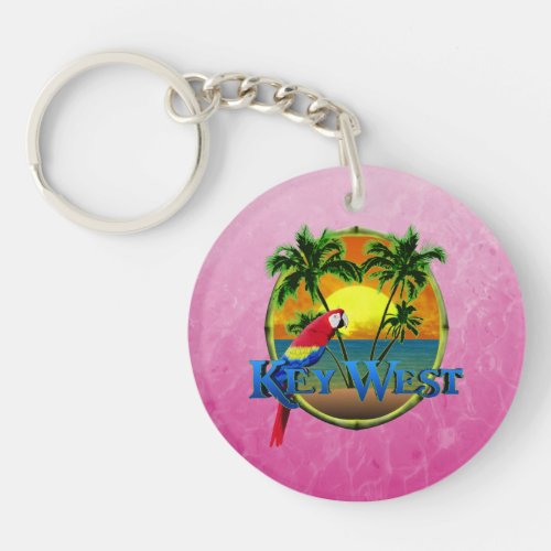 Pink Key West Sunset Keychain