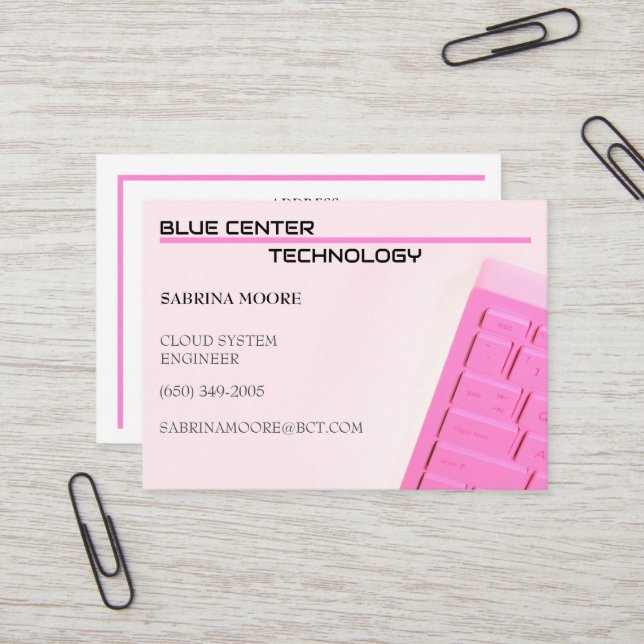  Pink  Keyboard Information Technology  Business Card (Front/Back In Situ)