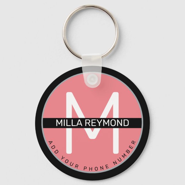 pink keychain with name (Front)