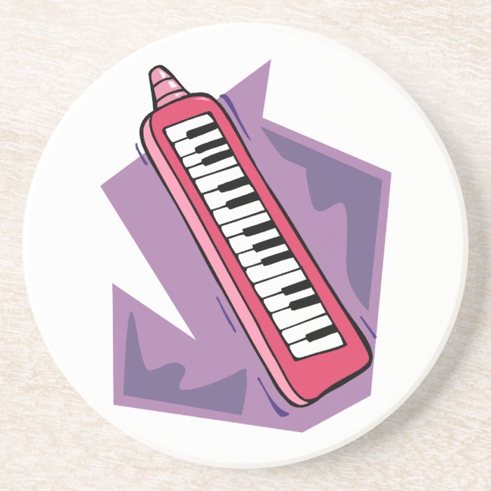 Pink Keytar portable 80s keyboard piano graphic Beverage Coasters