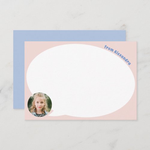 Pink Kid Photo and Speech Bubble Thank You Card