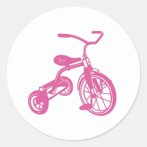 Pink Kidâs Tricycle Classic Round Sticker