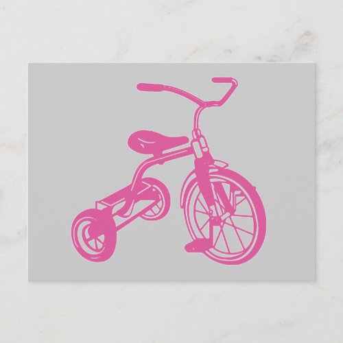 Pink Kids Tricycle Postcard